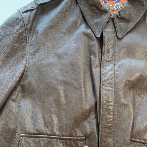 Vintage Cooper Jacke Herren 46 L Braun Typ A2 Flieger Bomber Ziegenleder Militär Mantel - Bild 4 von 18