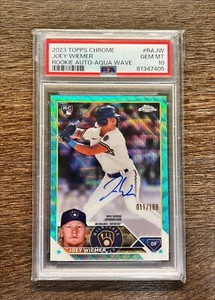 2023 Topps Chrome Baseball Joey Wiemer Rookie Autograph Aqua Wave /199 PSA 10 RC