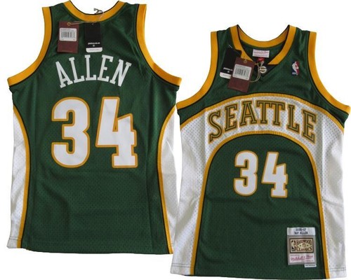 2006-07 Ray Allen #34 Supersonics Mens Mitchell & Ness Swingman Jersey $130 - Picture 1 of 9