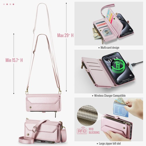 Für Galaxy S25 Edge/S25/S24/S21FE/S20 Magnet Reißverschluss Brieftasche Karte Leder Tasche - Bild 26 von 42