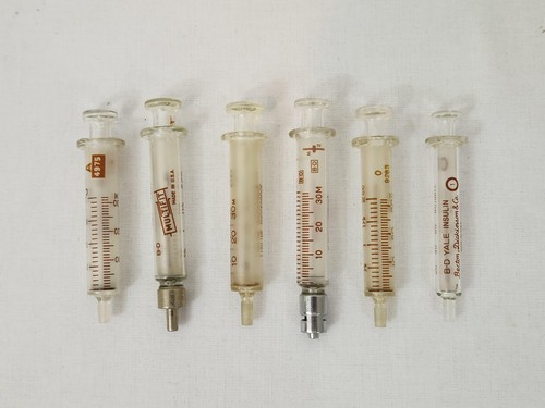 Glass Hypodermic Syringe Lot of 6 - USA, Vintage