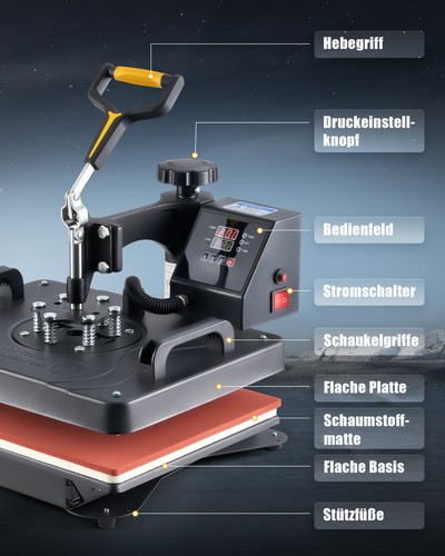 5in1 Transferpresse 38x29cm Hitzepresse Heat Press Textilpresse Heißpresse - Bild 3 von 9