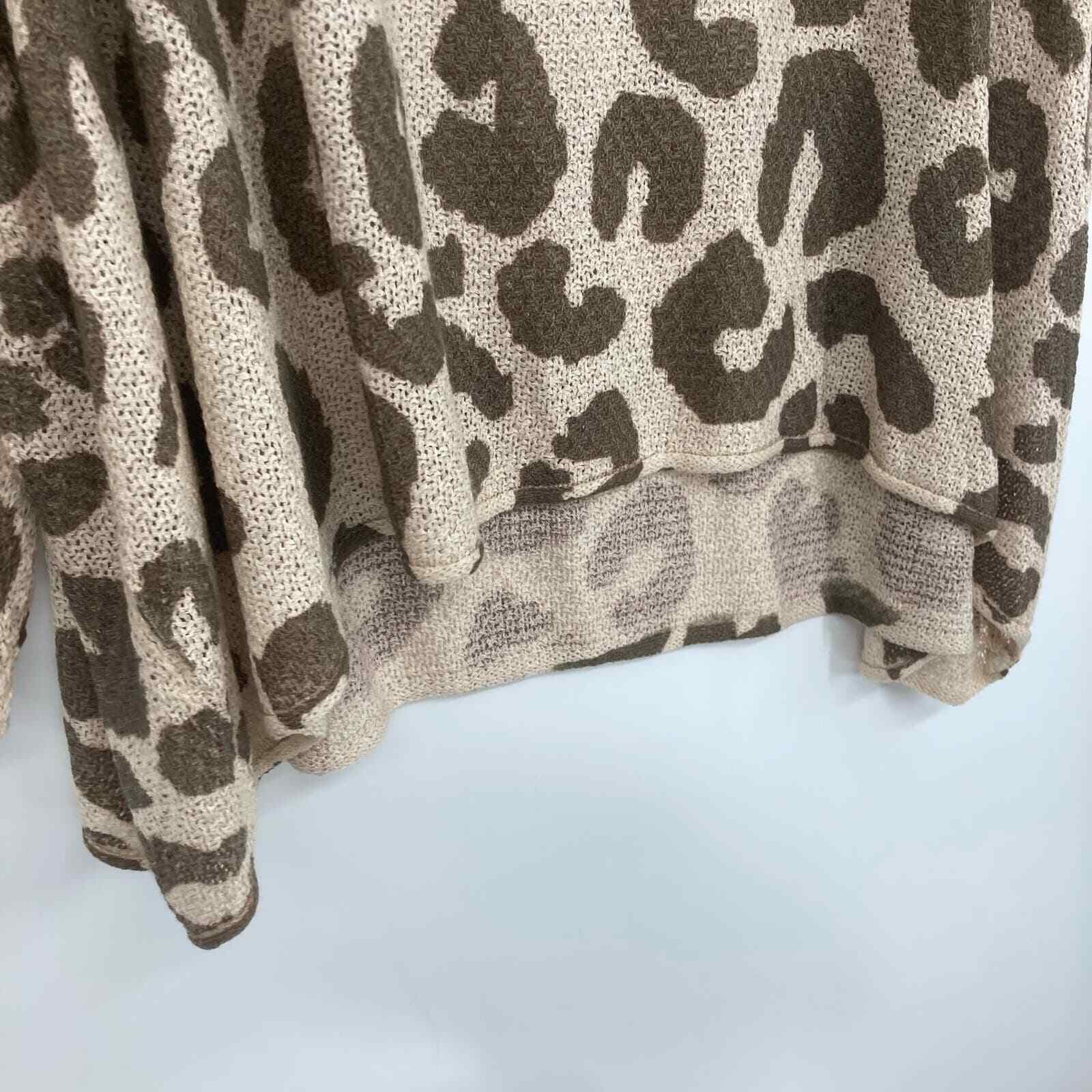 POL Olive Cream Leopard Print Oversized Knit Ponc… - image 5