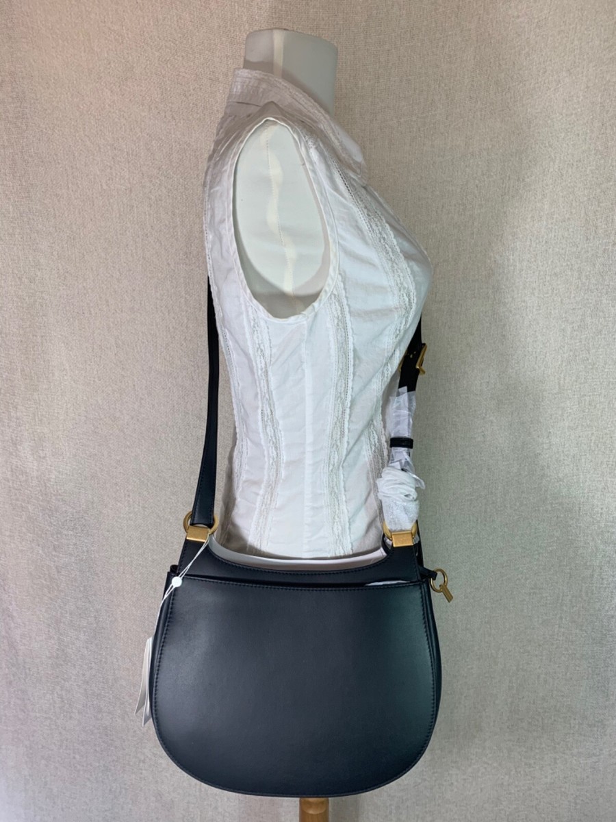 NWT Tory Burch Black Lee Radziwill Saddle Bag 698 eBay