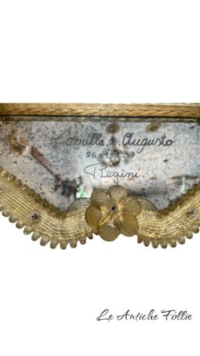 Venetian Murano Mirror + Console | Vintage 1957, Signed, Antique Luxury - Picture 8 of 24
