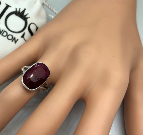 Premium 925 Sterling Silver RUBY EMERALD Facet Gemstone Ring Gift Boxed - Picture 9 of 13