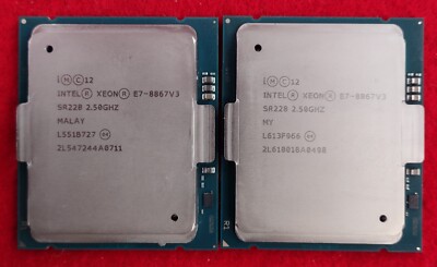 LOT OF 2 Intel Xeon E7-8867v3 2.50GHz 45MB LGA2011-1 16-Core CPU Processor SR228