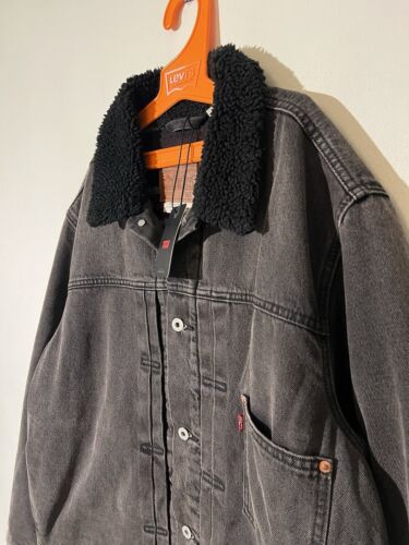 Levi's Type 1 Sherpa Jacket XL Blanket Lined Cinch Back New Tags BNWT Rare Black - Picture 4 of 23