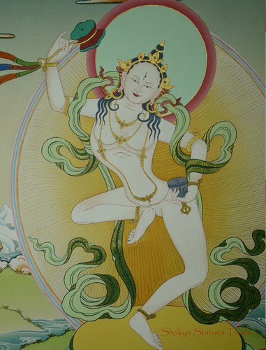 Pintura Thangka budista tibetana Machig Labdron pintada a mano detallada en oro - Imagen 2 de 11