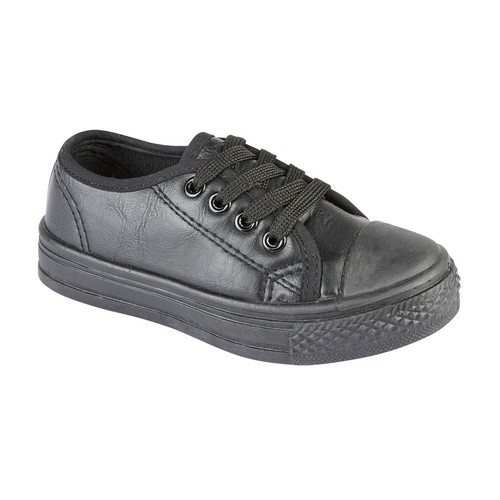 KINDER JUNGEN MÄDCHEN SÄUGLINGE LEINWAND MODE SCHNÜRUNG FREIZEIT TRAINER SNEAKER PUMP - Bild 10 von 11