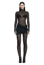 SS23 MUGLER x H&M RHINESTONE-EMBELLISHED MESH TOP SHIRT BLACK WOMENS SIZE MEDIUM