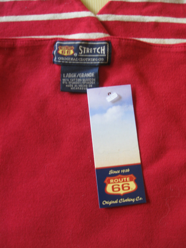 Route 66 Red Striped Halter Tank Top Vtg NWT Lg Stretch Cropped Crossover Style - Picture 6 of 7