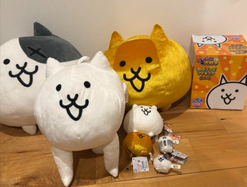 The Battle Cats Nyanko Daisensou Plush Toy Set 8 Items Gold Cat, Battle Cat