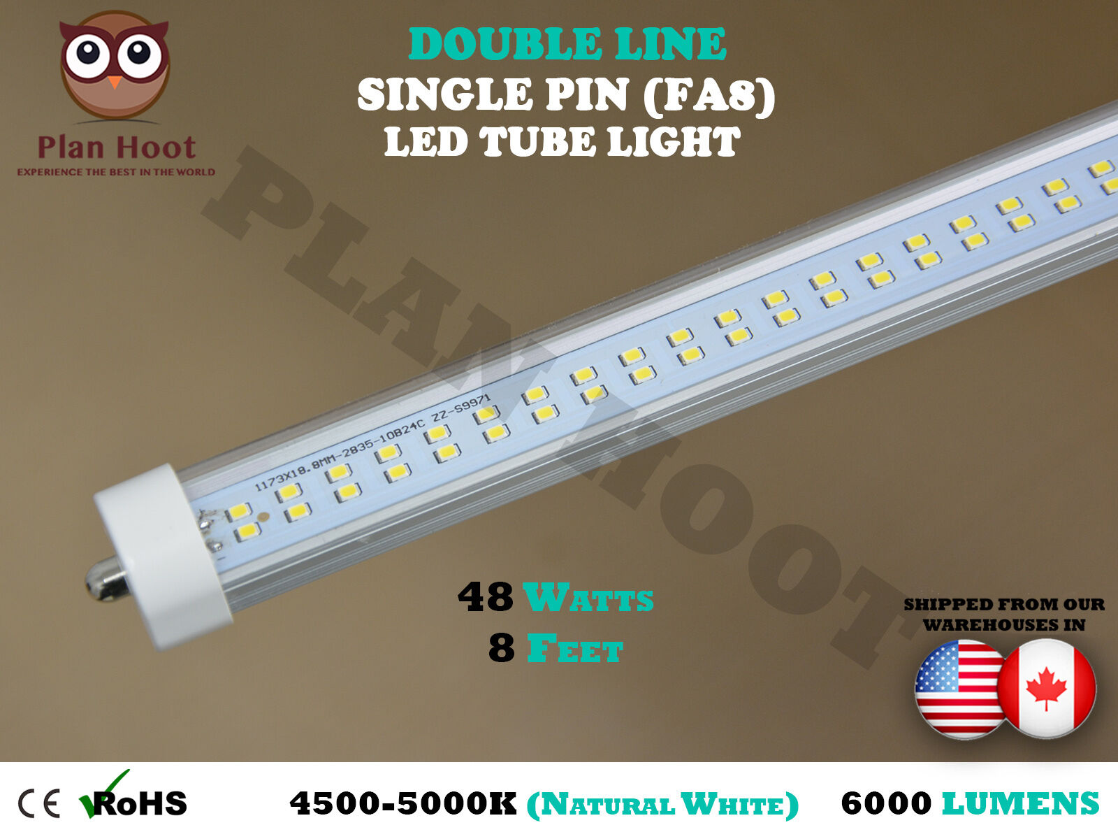 8 Feet Double Line LED Single Pin 48W 5000K F96T12 T8 FA8 Fluorescent Clear Tube 8 Feet Double Line LED Single Pin 48W 5000K F96T12 T8 FA8 Fluorescent Clear Tube