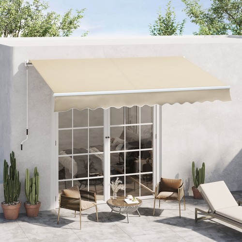 Outsunny Tenda da Sole a Bracci con Apertura a Manovella 360x250cm Crema - Foto 3 di 10