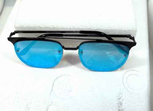 Quay Australia Private Eyes Men Gunmetal Mirrored Blue Lens Sunglasses 50-19-139 - Picture 2 of 11