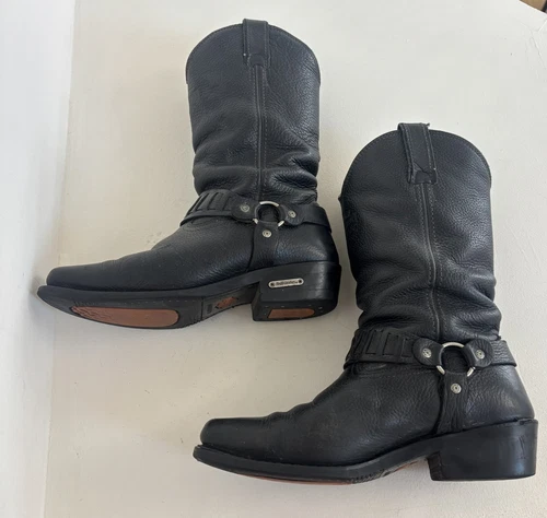 Harley Davidson Cowboy Pebbled Leather Harness Western Biker Boots Men’s 8.5 - Picture 8 of 10