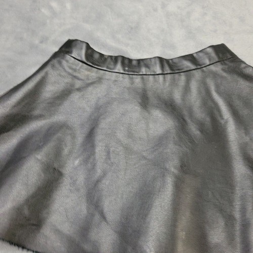 HM Skirt Girl 3T 4T Black Mini Vegan Leather Pleated Stretch Back Zip Adjustable - Picture 5 of 12