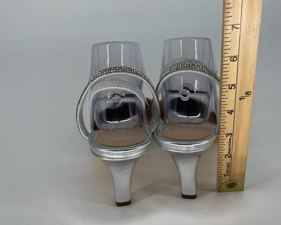 Женские туфли-лодочки Nina размер 10 серебристые со стразами с заостренным носком для вечеринки - Изображение 3 из 4