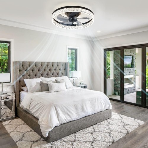 20" Modern Fan Lights Flush Mount LED Ceiling Light kits With Remote APP Control - Picture 15 of 26