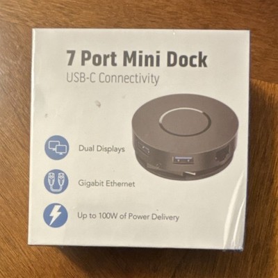7 Port Mini Dock USB-C HDMI Ethernet Dual Displays Gigabit 100W Docking Station