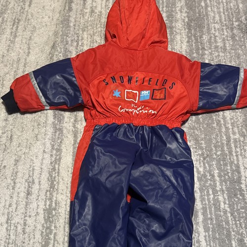 Helly Hansen Kids Snowsuit Size 82/3 Red Blue Waterproof Insulated One-Piece - Picture 8 of 10