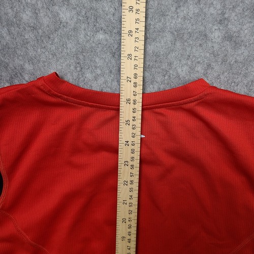 Brooks Running T Shirt Mens LARGE Red Tech Short Sleeve Training Crew Neck - Picture 5 of 7