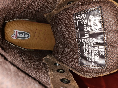 Justin Original Work Boots Mens Sz 8ee 8” Pulley Square Steel Toe Brown Wk682 - Picture 9 of 9