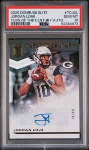 PSA 10 Jordan Love /49 ROOKIE 2020 Elite Turn of the Century Autographs RC POP 3