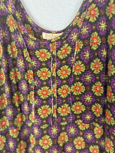 Live Happy Dress Womens Small Floral Sleeveless Boho Festival Pockets Retro - Picture 2 of 11