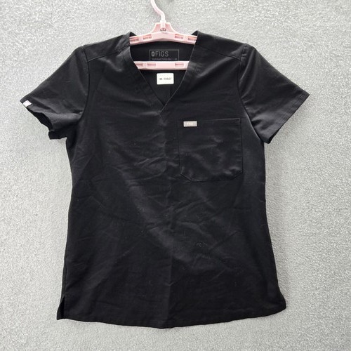 FIGS Women Scrub Top XS Black PO#1747 Short Sleeve