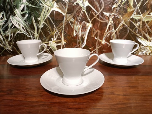 ROSENTHAL Germany, FORM 2000 Weiß -3 Kaffeetassen mit Untertassen - Picture 2 of 5