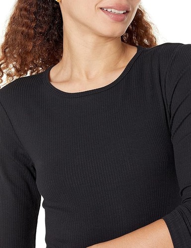 Amazon Essentials Women's Slim-Fit Long Sleeve Rib Knit Crew/V Neck Top 2 Pack - Picture 16 of 45