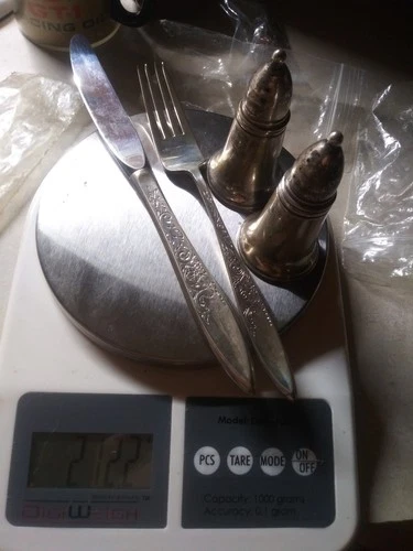 sterling silver flatware mixed lot Vint Gorham Fork And Knife Crown Salt Pepper