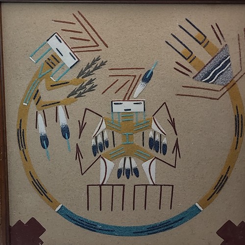 Indianer Sandmalerei Holzrahmen 13,5 Zoll - Bild 2 von 24