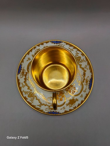 Jackson & Gosling Grosvenor China Demitasse Cup & Saucer – Gilt Floral England - Picture 5 of 10