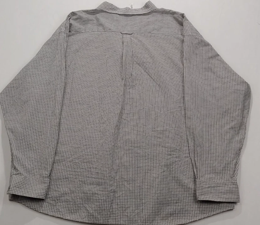 Michael Austin Mens Button Up Shirt 4XL Beige Blue Plaid Long Sleeve Casual - Image 4 of 4