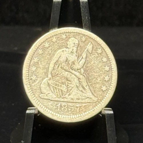 1857 United States Seated Liberty Twenty Five Cents 25C Silver Coin