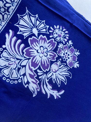 Vintage tablecloth royal blue Hand Block Print Tapestry Throw Cotton 55x79in - Picture 3 of 6