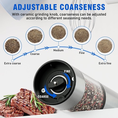 Upgraded Rechargeable Electric Salt and Pepper Grinder Set with USB Charging ... - Picture 5 of 8