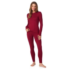 Womens Thermal Long Johns Set - Fleece Lined Base Layer - Red XXL