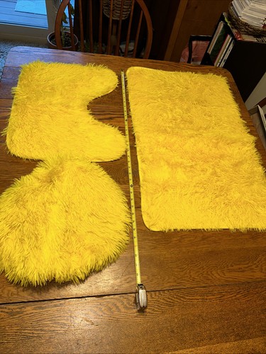Vintage Shaggy Gelbgold WC-Sitzbezug & Vorleger Retro MCM Badezimmer NOS - Bild 12 von 24