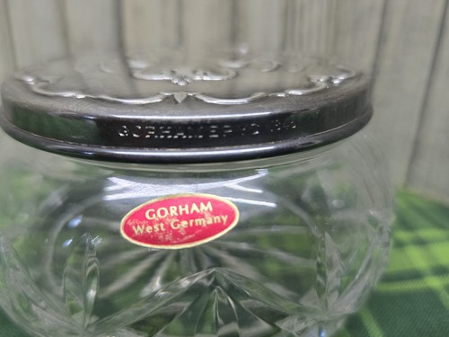 Antiker Gorham versilberter Deckel & geschliffenes Kristallgefäß E P YC 1845 - Bild 3 von 8