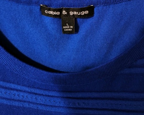 Cable & Gauge Women's Tank Sleeveless Lightweight Knit Blue Large - Picture 3 of 3