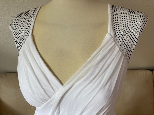 Melrose Stylish Women's Chiffon Dress Size 36 White Sexy Flowing Double Layered - Picture 3 of 16