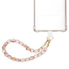Bracelet de téléphone en perles de marbre, lanière de téléphone portable avec languette d'attache, rose/blanc
