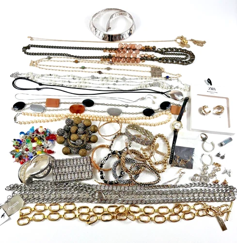 4+ Lbs Lot Of Vintage To Modern Costume Jewelry, Gold and Silver-Tone Belts