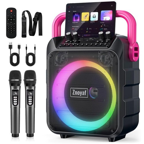 Karaoke Machine for Adults & Kids, 5.3 Bluetooth Speaker Portable with 2 Wire...