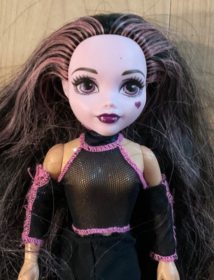 Black , violet steak hair Monster High Doll hybrid, generic  body, outfit