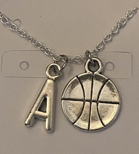 Personalized Basketball 🏀 Necklace Choose a Letter or Number Charm 18” Chain - Picture 2 of 4